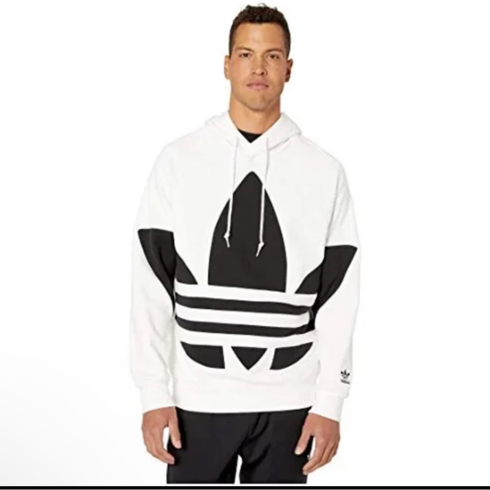Adidas Originals Big Trefoil White W/Black Size Small Hoodie. Pre-loved.